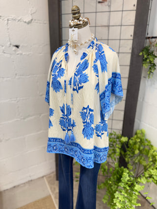 Maya Top Blue Mix by Umgee Shirts & Tops Umgee
