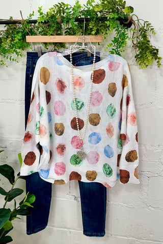 On the Dot Sweater White OHLALA