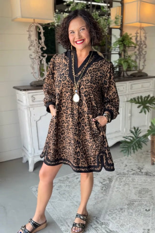 Frisky Feline Dress Taupe by Umgee