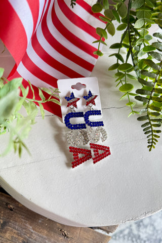 USA Sparkle Earrings Earrings Wona Trading