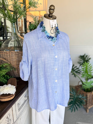 Fleming Top Lt Blue Shirts & Tops Camille & Co