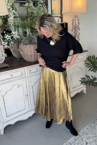 Revel Skirt Metallic Gold Skirt She + Sky