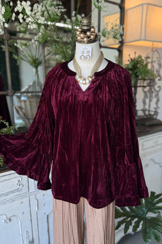 Flutter Top Burgundy by Umgee Shirts & Tops Umgee