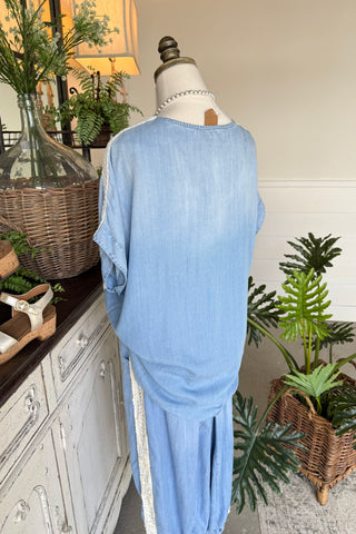 Nessa Top Lt Denim Shirts & Tops Blublu
