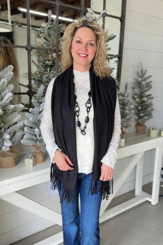 Cora Black Cashmere Wrap/Scarf Scarf Wona Trading