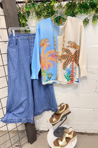 Crossings Sweater Ivory/Blue Sweater OHLALA