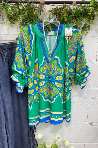 Louisa Top Green Mix by Umgee