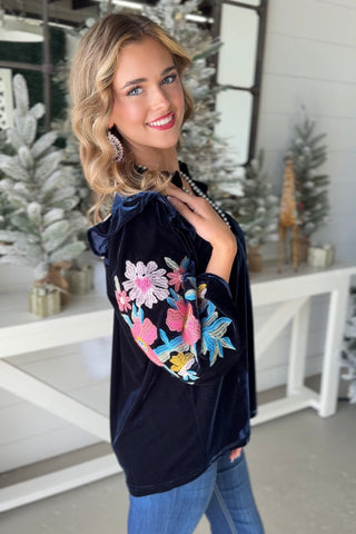 Velvet Beauty Navy Shirts & Tops Jodifl