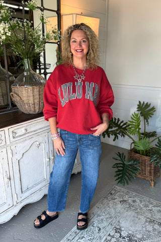 Lulu Mac Crimson/Houndstooth Sweatshirt Girlie Girl Originals