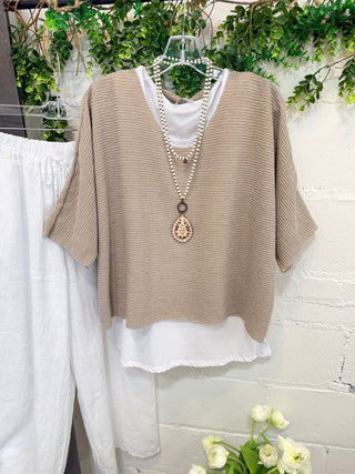 Destin Top Taupe Shirts & Tops YOLLY