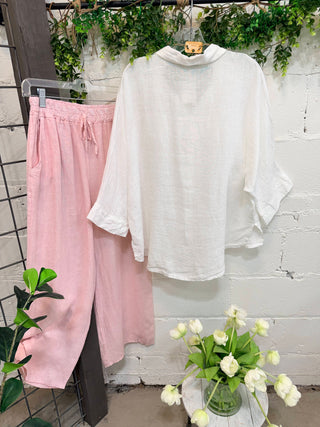 Linda Linen Top White Shirts & Tops Acqua & Limone