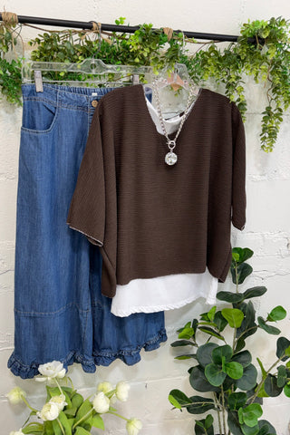 Destin Top Chocolate Shirts & Tops YOLLY