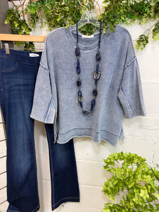 Janie Sweater Dusty Blue Sweater Zenana