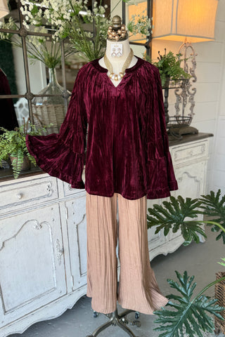 Flutter Top Burgundy by Umgee Shirts & Tops Umgee