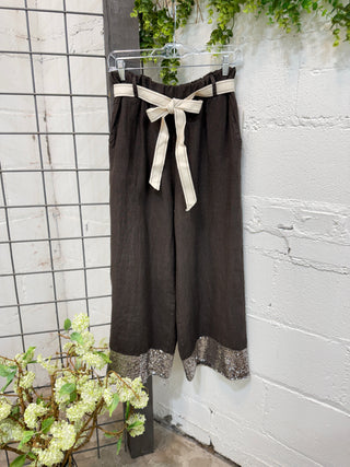 Crawford Linen Pants Chocolate Pants New Afeis