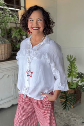 Linda Linen Top White