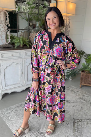 umgee dresses for women Floral Garden Print Tiered Maxi Dress SAGE MIX / M Length of the garment is measured from the top of the shoulder to the bottom of the hem line Umgee Wildflower Reverie Floral Flutter