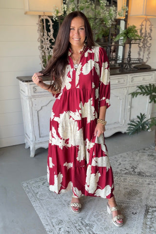 Tiana Long Dress Burgundy by Umgee