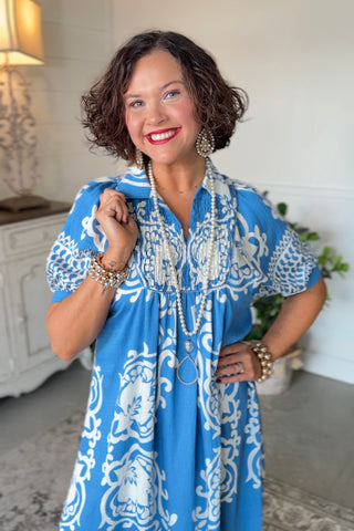 Distinction Long Dress French Blue Dresses Gigio