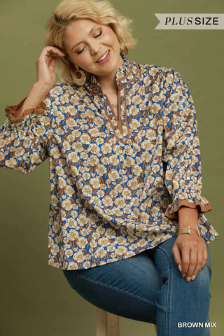 Vestavia Top Brown Mix by Umgee Shirts & Tops Umgee