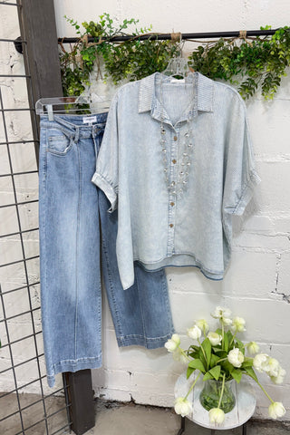 Downtown Top Powder Blue