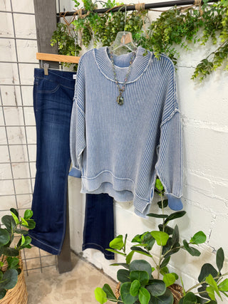 Chelsea Dusty Blue sweater Zenana