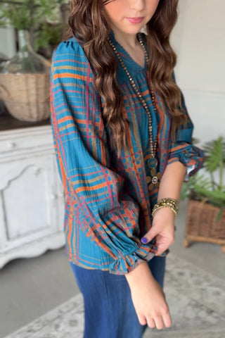 Lambert Top Teal by Umgee Shirts & Tops Umgee