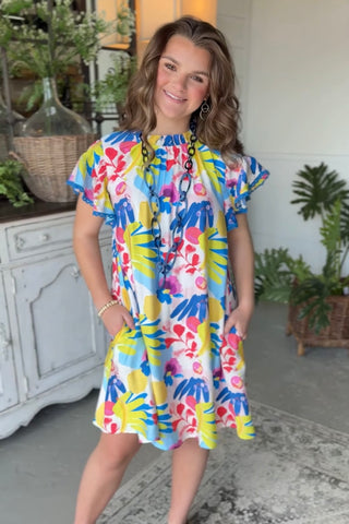 Spring Blossom Dress Blue Mix by Umgee Dresses Umgee