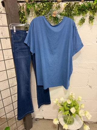Jocelyn Top Denim Blue Shirts & Tops Giada Fashion