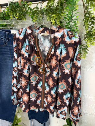 Kaylene Top Brown by Umgee Shirts & Tops Umgee