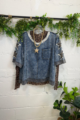 Annabeth Top Denim by POL Shirts & Tops Pol Clothing
