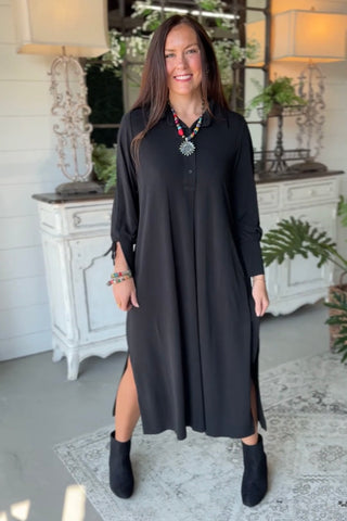 Janet Long Dress Black by Umgee Dresses Umgee