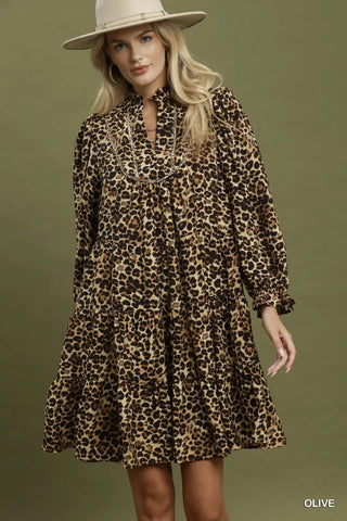 Averly Dress Olive Leopard by Umgee