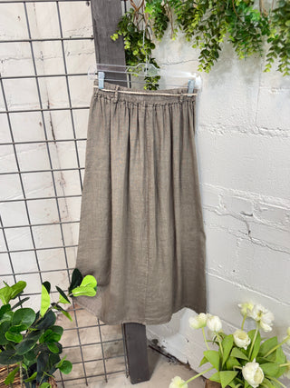 Bernice Linen Skirt Taupe Skirt Sole Luna