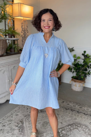 Melinda Dress Blue Stripe Dresses Haptics