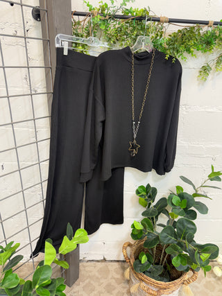 Pose Pant Set Black Top & Pant Set Zenana
