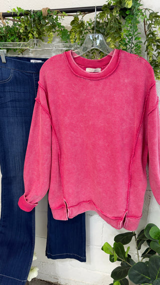 Ripples Top Cornflower Blue Sweatshirt Zenana