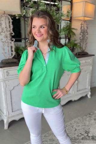 Natasha Top Apple Green by Umgee Shirts & Tops Umgee