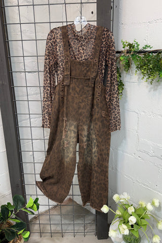 Tracked Overalls Brown by Easel