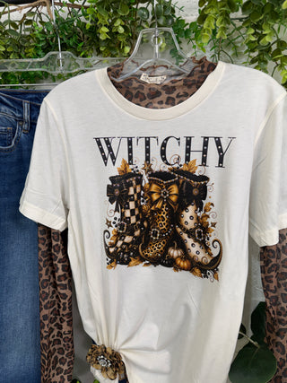 Witchy Boots Blingy Tee Natural T Shirt The Crystal Ranch
