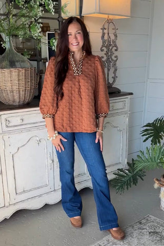 Peabody Top Brown by Umgee Shirts & Tops Umgee