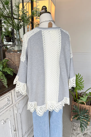 Peace of Mind Top Lt Grey Shirts & Tops Blue Velvet