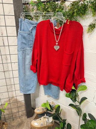 Positively Poppy Red Sweater by Easel sweater Easel