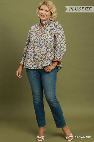 Vestavia Top Brown Mix by Umgee Shirts & Tops Umgee
