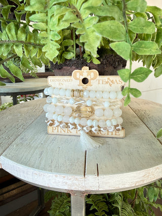 Monaco Bracelet Set White by Pink Panache Bracelets Pink Panache