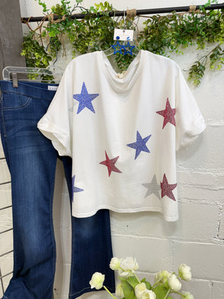Star Bright Top White Shirts & Tops Peach Love