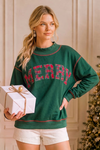 Merry Plaid Top Hunter Green