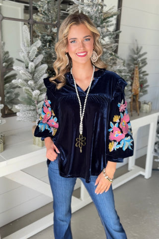 Velvet Beauty Navy Shirts & Tops Jodifl