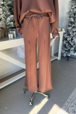 Abby Scuba Set Chocolate Top & Pant Set Zenana