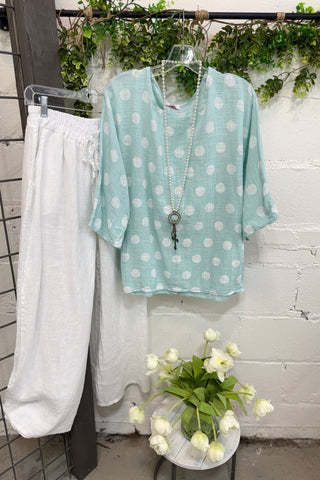 Dot To Dot Top Mint Shirts & Tops YOLLY